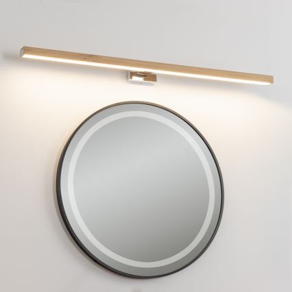 Brilagi - LED Kúpeľňové osvetlenie zrkadla WOODY MIRROR LED/15W/230V 90 cm IP44 dub/lesklý chróm