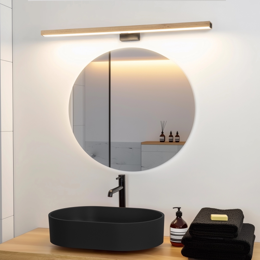 Brilagi - LED Kúpeľňové osvetlenie zrkadla WOODY MIRROR LED/15W/230V 90 cm IP44 dub/čierna