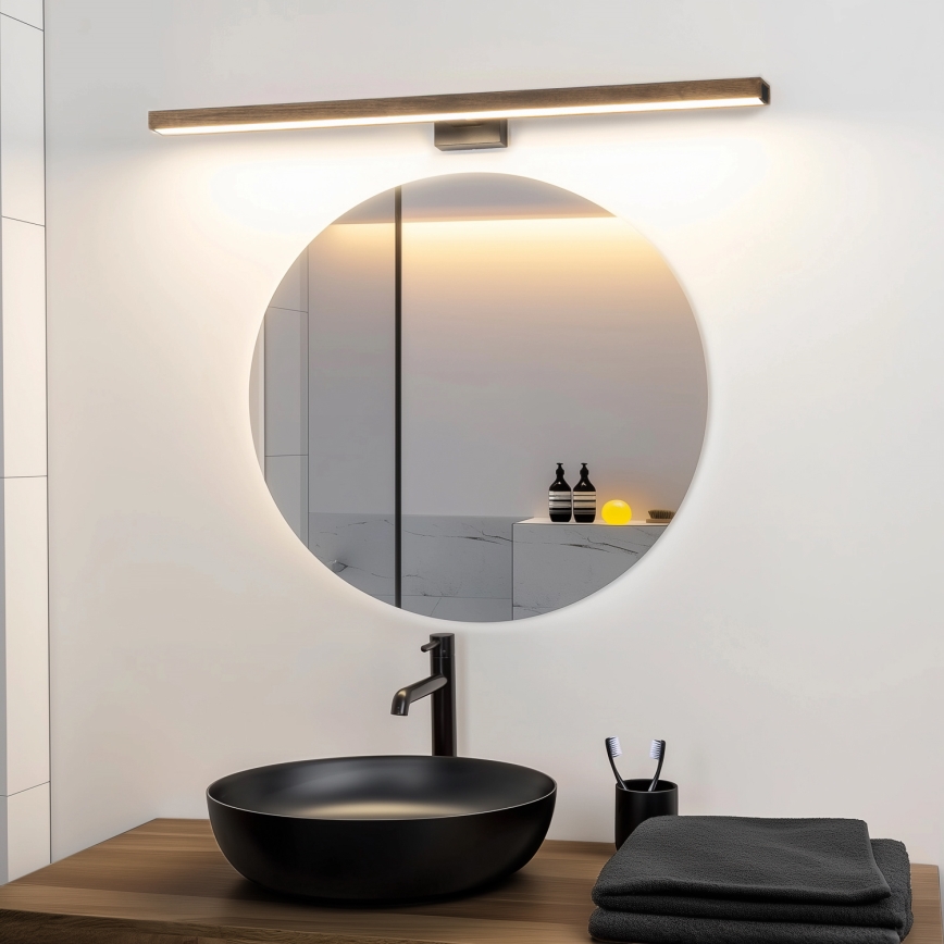 Brilagi - LED Kúpeľňové osvetlenie zrkadla WOODY MIRROR LED/15W/230V 90 cm IP44 dub orech/čierna