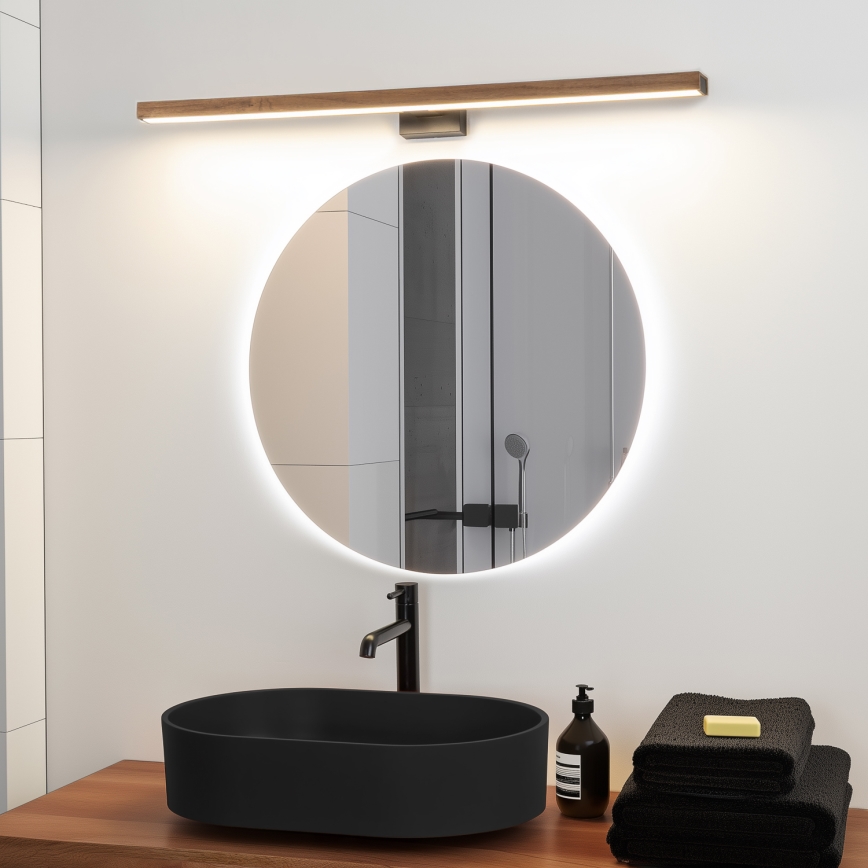 Brilagi - LED Kúpeľňové osvetlenie zrkadla WOODY MIRROR LED/15W/230V 90 cm IP44 dub čerešňa/čierna