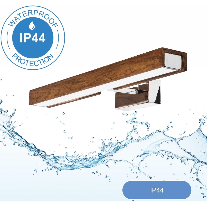 Brilagi - LED Kúpeľňové osvetlenie zrkadla WOODY MIRROR LED/8W/230V 40 cm IP44 dub čerešňa/lesklý chróm