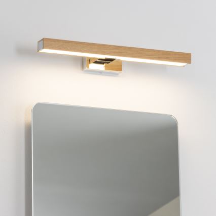 Brilagi - LED Kúpeľňové osvetlenie zrkadla WOODY MIRROR LED/8W/230V 40 cm IP44 dub/lesklý chróm