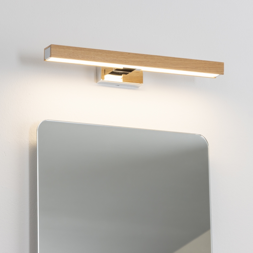 Brilagi - LED Kúpeľňové osvetlenie zrkadla WOODY MIRROR LED/8W/230V 40 cm IP44 dub/lesklý chróm
