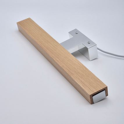 Brilagi - LED Kúpeľňové osvetlenie zrkadla WOODY MIRROR LED/8W/230V 40 cm IP44 dub/lesklý chróm