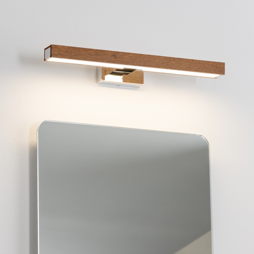 Brilagi - LED Kúpeľňové osvetlenie zrkadla WOODY MIRROR LED/8W/230V 40 cm IP44 dub čerešňa/lesklý chróm