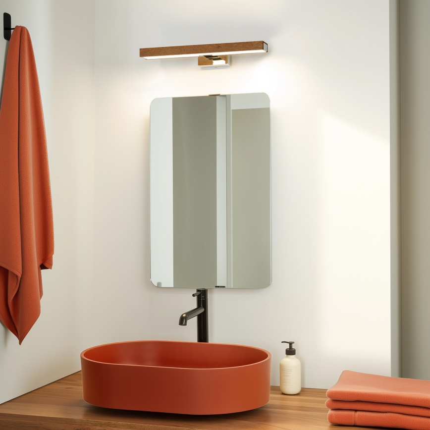 Brilagi - LED Kúpeľňové osvetlenie zrkadla WOODY MIRROR LED/8W/230V 40 cm IP44 dub čerešňa/lesklý chróm