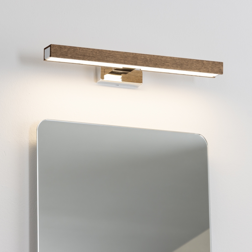 Brilagi - LED Kúpeľňové osvetlenie zrkadla WOODY MIRROR LED/8W/230V 40 cm IP44 dub orech/lesklý chróm