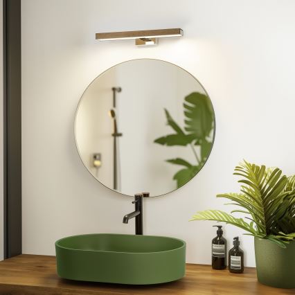 Brilagi - LED Kúpeľňové osvetlenie zrkadla WOODY MIRROR LED/8W/230V 40 cm IP44 dub orech/lesklý chróm