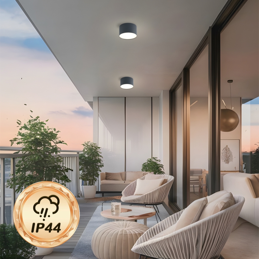 Brilagi - LED kúpeľňové stropné svietidlo FORIS LED/9W/230V, priemer 9 cm, antracit, IP44, CRI 90