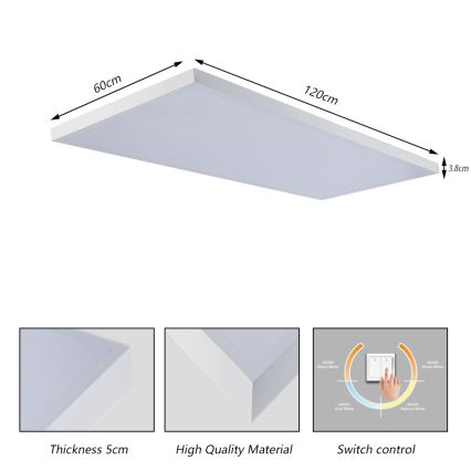Brilagi - LED kúpeľňové stropné svietidlo FRAME LED/96W/230V 120x60 cm 3000/4000/6000K IP44 biela