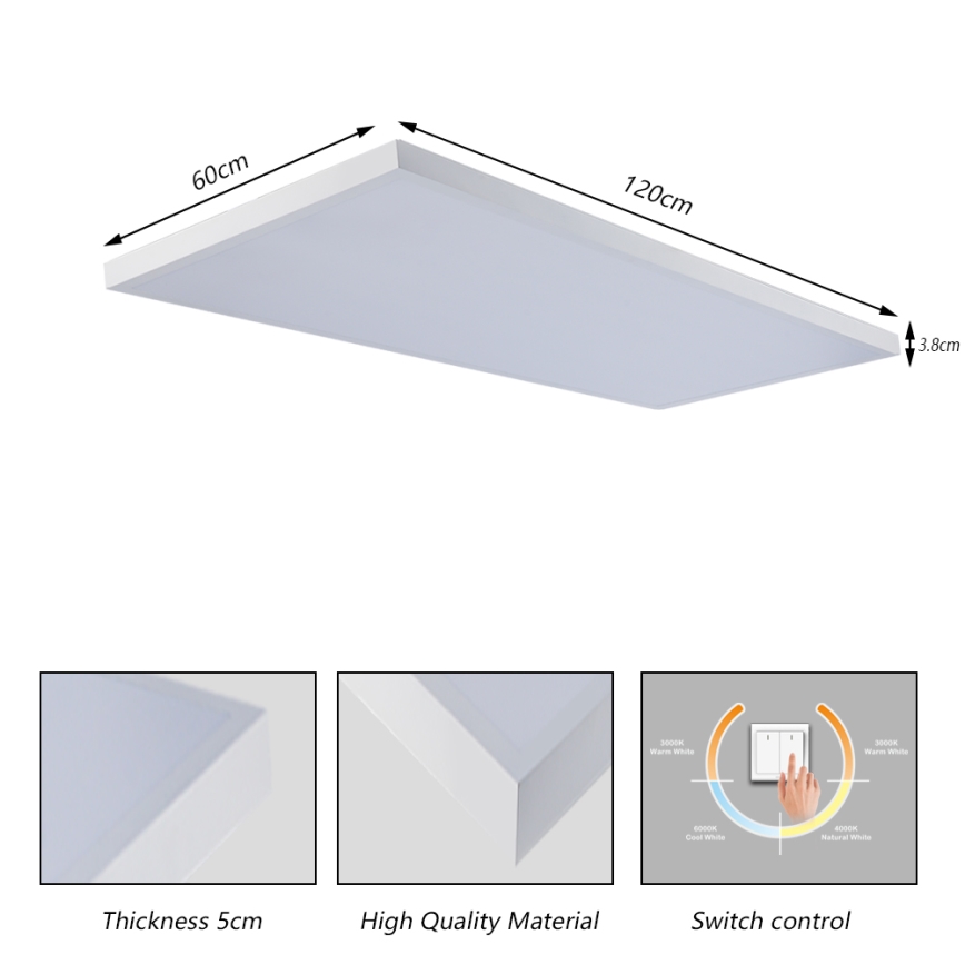 Brilagi - LED kúpeľňové stropné svietidlo FRAME LED/96W/230V 120x60 cm 3000/4000/6000K IP44 biela