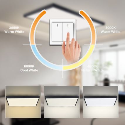 Brilagi - LED kúpeľňové stropné svietidlo FRAME LED/96W/230V 120x60 cm 3000/4000/6000K IP44 čierna