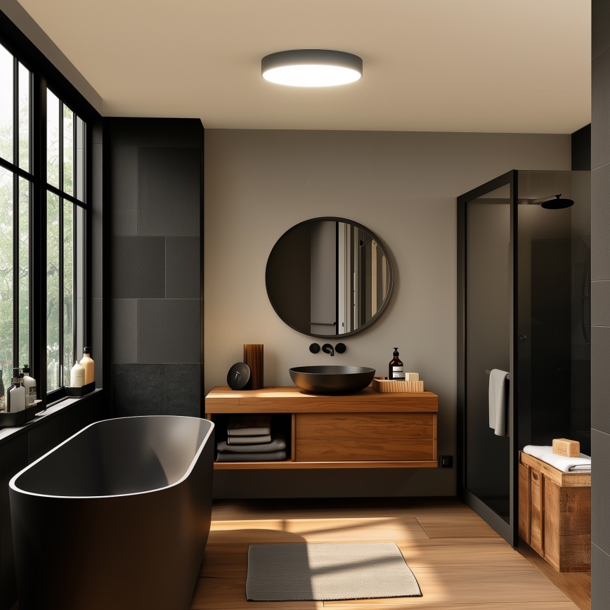 Brilagi - LED kúpeľňové stropné svietidlo POOL LED/36W/230V 3000/4000/5500K priem. 40 cm IP54 čierna