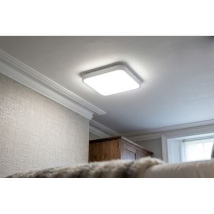 BRILAGI - LED kúpeľňové stropné svietidlo so senzorom ZENNA LED/24W/230V 34,5x34,5 cm IP44 biele + diaľkové ovládanie