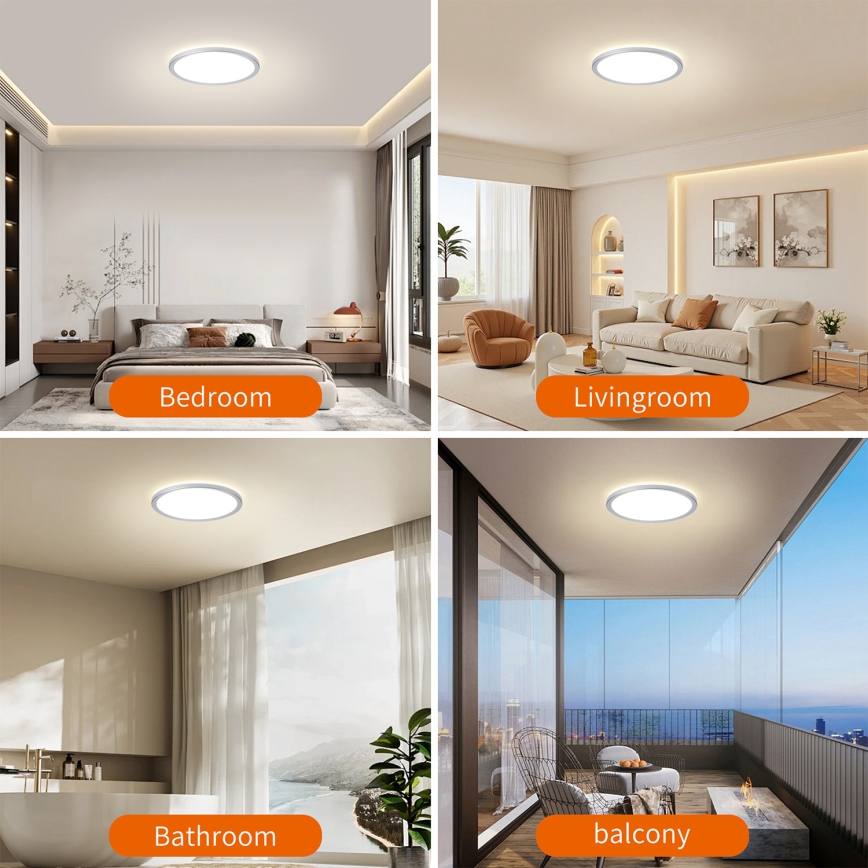 Brilagi - LED kúpeľňové stropné svietidlo ULTRA SLIM LED/12W/230V pr. 22,5 cm strieborné IP54