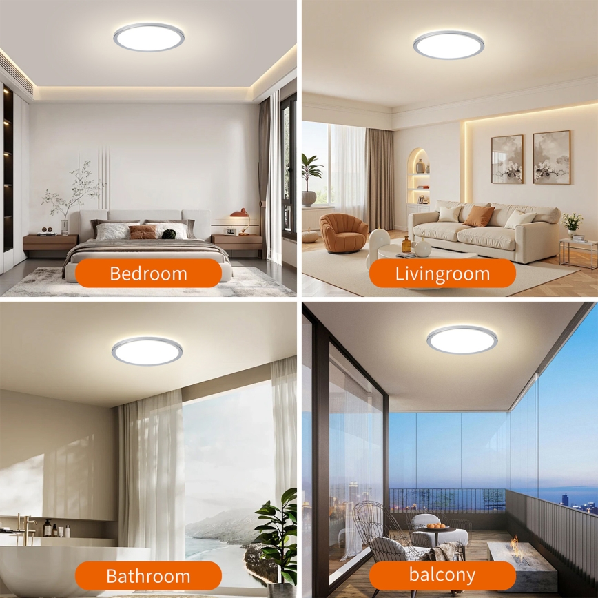 Brilagi - LED Kúpeľňové stropné svietidlo ULTRA SLIM LED/18W/230V pr. 30 cm strieborné IP54