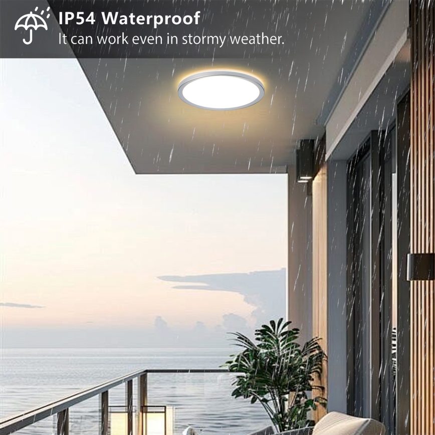 Brilagi - LED kúpeľňové stropné svietidlo ULTRA SLIM LED/24W/230V priemer 42 cm strieborné IP54