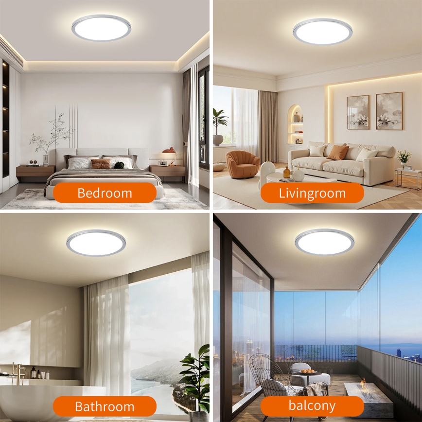 Brilagi - LED kúpeľňové stropné svietidlo ULTRA SLIM LED/24W/230V priemer 42 cm strieborné IP54