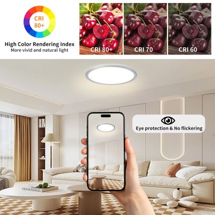 Brilagi - LED kúpeľňové stropné svietidlo ULTRA SLIM LED/24W/230V priemer 42 cm strieborné IP54