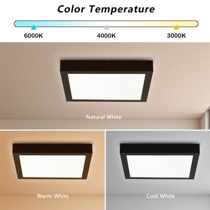 Brilagi - LED Kúpeľňové stropné svietidlo FRAME LED/24W/230V 30x30 cm 3000/4000/6000K IP44 čierna