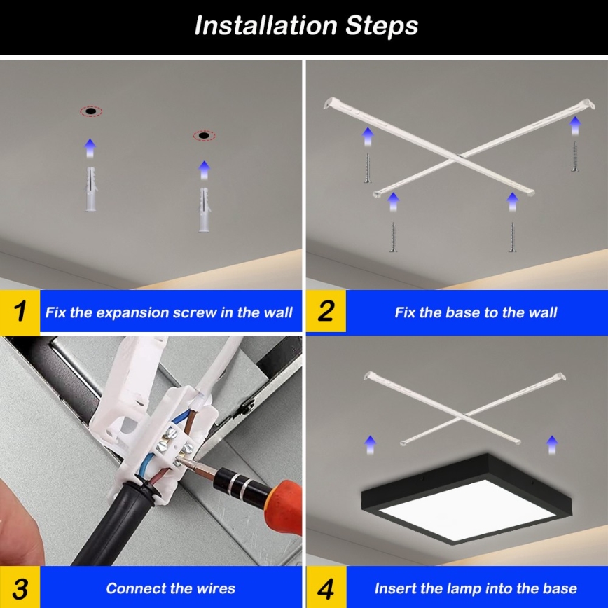 Brilagi - LED Kúpeľňové stropné svietidlo FRAME LED/24W/230V 30x30 cm 3000/4000/6000K IP44 čierna