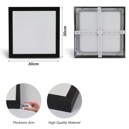 Brilagi - LED Kúpeľňové stropné svietidlo FRAME LED/24W/230V 30x30 cm 3000/4000/6000K IP44 čierna