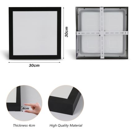 Brilagi - LED Kúpeľňové stropné svietidlo FRAME LED/24W/230V 3000/4000/6000K IP44 čierna