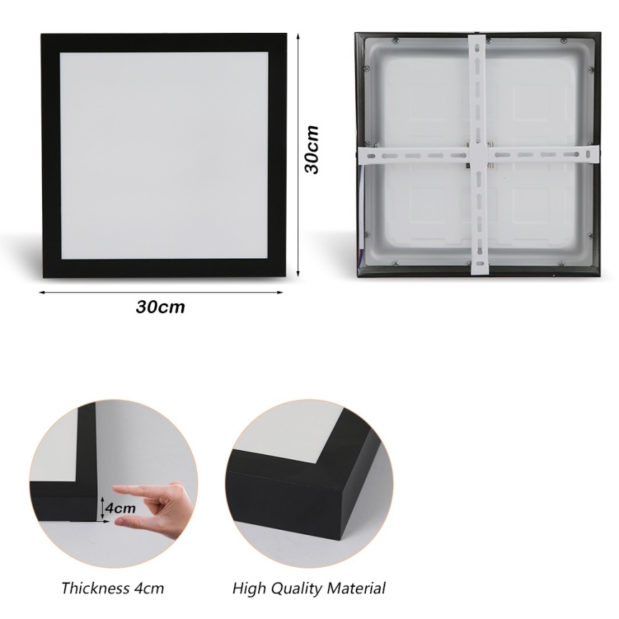 Brilagi - LED Kúpeľňové stropné svietidlo FRAME LED/24W/230V 30x30 cm 3000/4000/6000K IP44 čierna