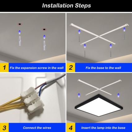 Brilagi - LED Kúpeľňové stropné svietidlo FRAME LED/50W/230V 3000/4000/6000K IP44 čierna