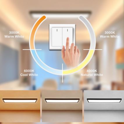 Brilagi - LED kúpeľňové stropné svietidlo FRAME LED/50W/230V 120x30 cm 3000/4000/6000K IP44 čierna