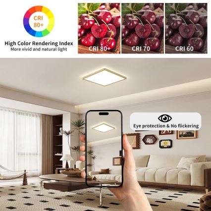 Brilagi - LED Kúpeľňové stropné svietidlo ULTRA SLIM LED/18W/230V 30x30 cm zlaté IP54
