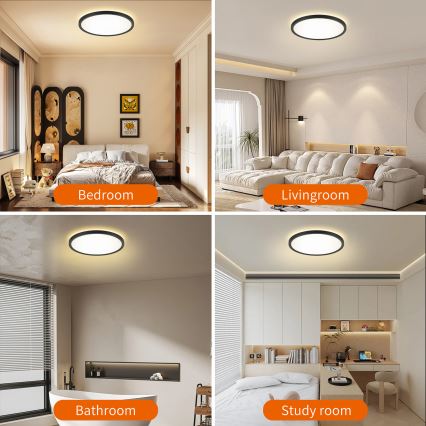 Brilagi - LED Kúpeľňové stropné svietidlo ULTRA SLIM LED/24W/230V pr. 42 cm čierna IP54