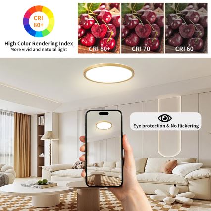 Brilagi - LED kúpeľňové stropné svietidlo ULTRA SLIM LED/24W/230V pr. 42 cm zlaté IP54