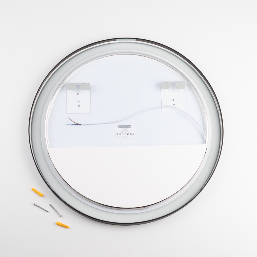 Brilagi - LED kúpeľňové zrkadlo ASTI LED/19W/230V pr. 60 cm čierne IP44 CRI 90 stmievateľné + CCT