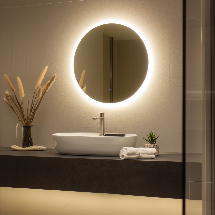 Brilagi - LED kúpeľňové zrkadlo LUNA LED/19W/230V priemer 60 cm IP44 CRI 90 stmievateľné + CCT