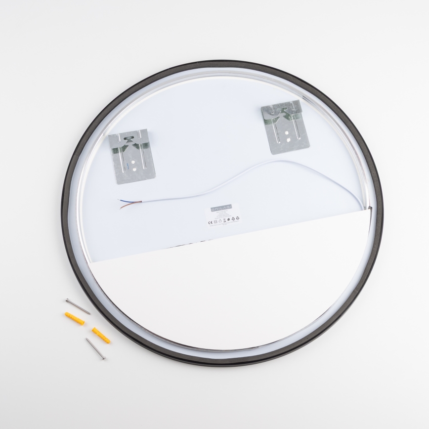 Brilagi - LED kúpeľňové zrkadlo NOVARA LED/19W/230V pr. 60 cm čierna IP44 CRI 90 stmievateľné + CCT