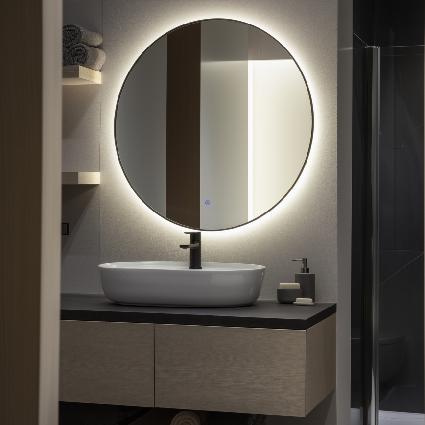 Brilagi - LED kúpeľňové zrkadlo VENA BLACK LED/26W/230V pr. 80 cm IP44 CRI 90 stmievateľné + CCT