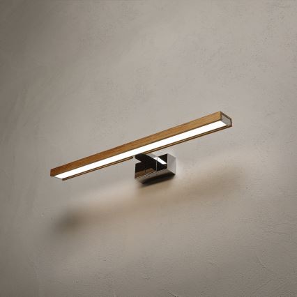 Brilagi - LED kúpeľňové osvetlenie zrkadla WOODY MIRROR 3v1 LED/12W/230V 60 cm IP44 lesklý chróm/dub