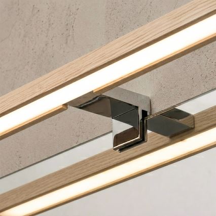 Brilagi - LED kúpeľňové osvetlenie zrkadla WOODY MIRROR 3v1 LED/12W/230V 60 cm IP44 lesklý chróm/dub