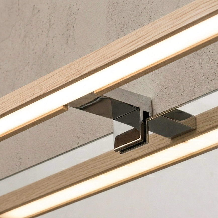 Brilagi - LED kúpeľňové osvetlenie zrkadla WOODY MIRROR 3v1 LED/12W/230V 60 cm IP44 lesklý chróm/dub