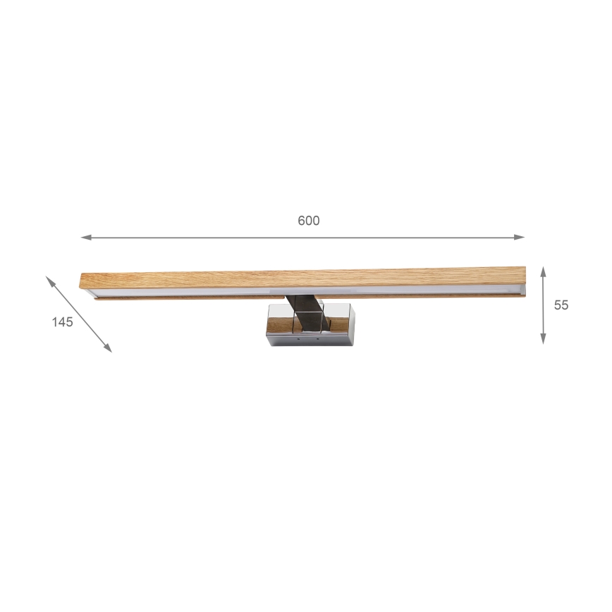 Brilagi - LED kúpeľňové osvetlenie zrkadla WOODY MIRROR 3v1 LED/12W/230V 60 cm IP44 lesklý chróm/dub