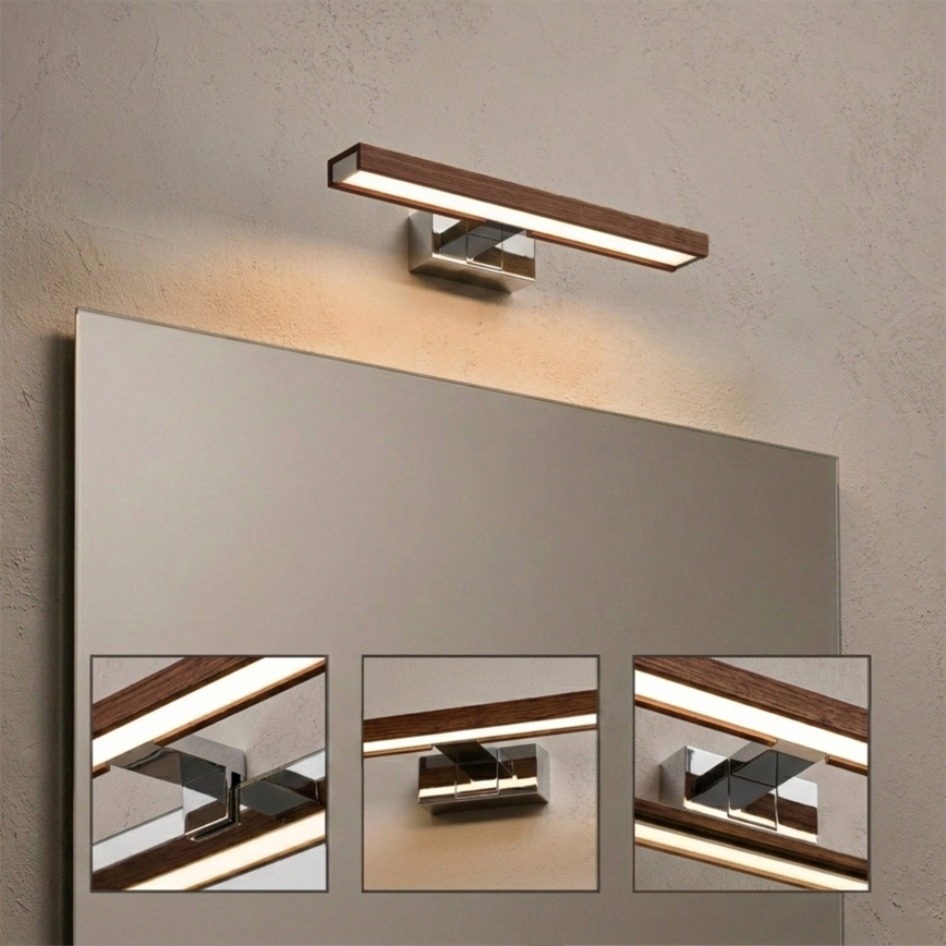 Brilagi - LED kúpeľňové osvetlenie zrkadla WOODY MIRROR 3v1 LED/8W/230V 40 cm IP44 lesklý chróm/dub čerešňa