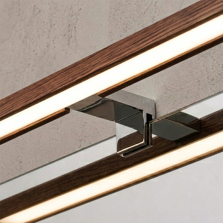 Brilagi - LED kúpeľňové osvetlenie zrkadla WOODY MIRROR 3v1 LED/8W/230V 40 cm IP44 lesklý chróm/dub čerešňa