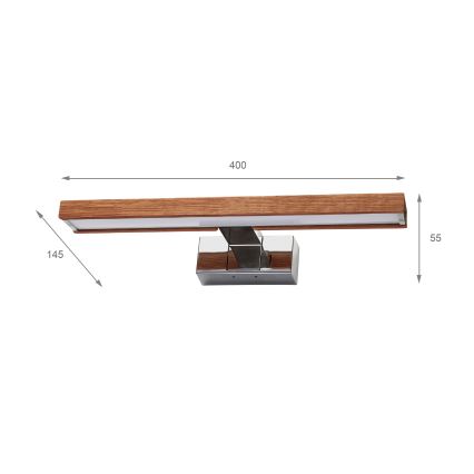 Brilagi - LED kúpeľňové osvetlenie zrkadla WOODY MIRROR 3v1 LED/8W/230V 40 cm IP44 lesklý chróm/dub čerešňa