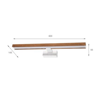Brilagi - LED osvetlenie zrkadla do kúpeľne 3v1 WOODY MIRROR LED/12W/230V 60 cm IP44 biela/dub čerešňa