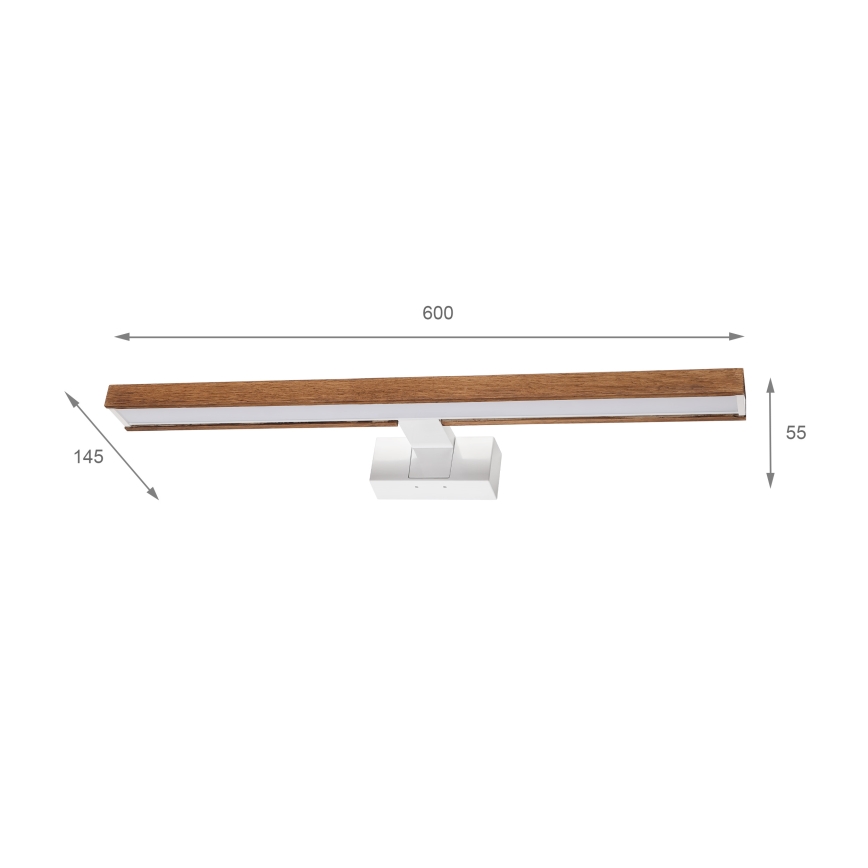 Brilagi - LED osvetlenie zrkadla do kúpeľne 3v1 WOODY MIRROR LED/12W/230V 60 cm IP44 biela/dub čerešňa