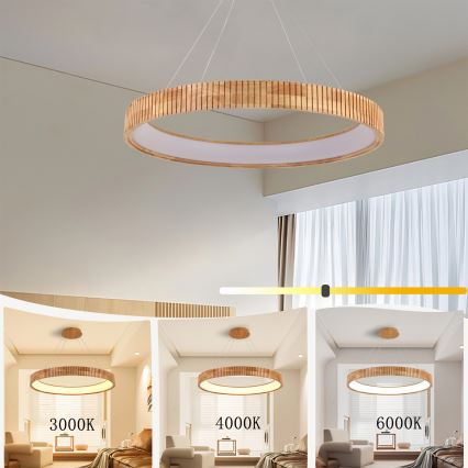 Brilagi - LED luster na lanku FALCON WOOD MODERN LED/60W/230V 3000/4000/6000K pr. 80 cm drevo