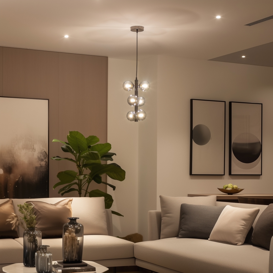 Brilagi - LED luster na lane MILLA 6xG9/3W/230V čierny chróm/dymové sklo