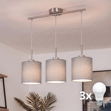 Brilagi - LED luster na lane NUBILA 3xE27/60W/230V svetlosivá