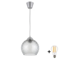 BRILAGI - LED luster na lane RETRO GLASS 1xE27/60W/230V pr. 25 cm strieborná/dymová sivá